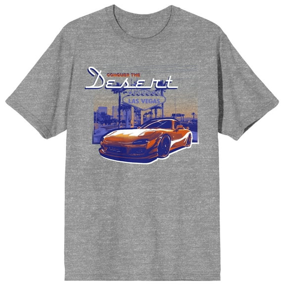 Car Fanatic Conquer The Desert Crew Neck Short Sleeve Athletic Heather Men's T-shirt-Medium