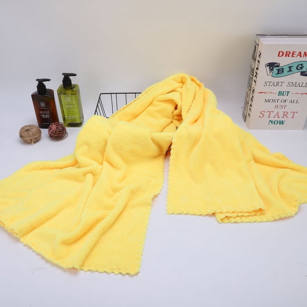 Nvzi pieza de toallas de baño, toalla de baño de vellón coral de alta densidad, baño, deportes, toalla de 27,56 x 55,12 pulgadas (amarillo)