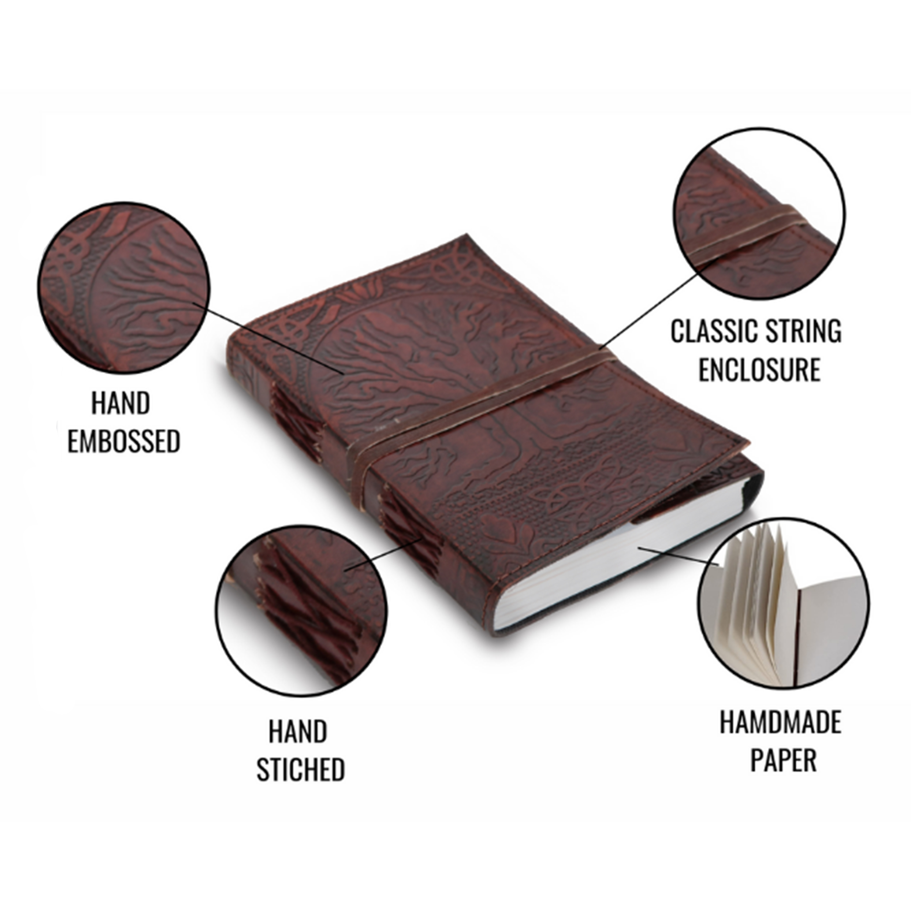 Jaald 10" Leather Journal Tree of Life Blank Notebook Travel Diary Sketchbook Christmas Gifts for Artists Handmade Writing Pad Book of Shadows