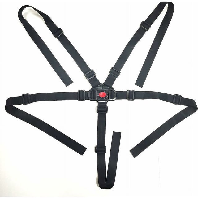 Arnés de seguridad para bebés, arneses para bebés de 5 puntos, arnés de seguridad ajustable para cochecito, silla alta universal para niños, color negro JAMW Sencillez