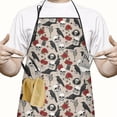 thumbnail image 2 of Beige Gothic Skull Rose Crow Pattern Apron-Garden Aprons for Women with Pockets-Cotton Linen Waterproof Kitchen Cooking Gardening Aprons Adjustable for Kitchen,Cooking,BBQ and Salon 33x27 Inch, 2 of 7