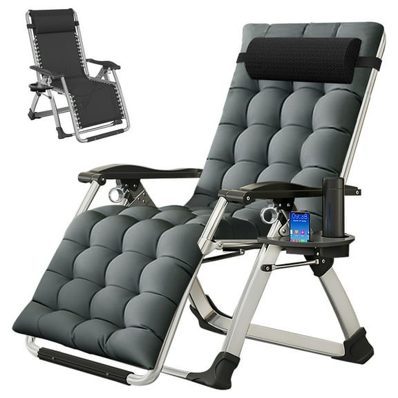 NAIZEA Zero Gravity Chairs Folding Patio Lounge Chair Outdoor with Mat,Tray,Pillow
