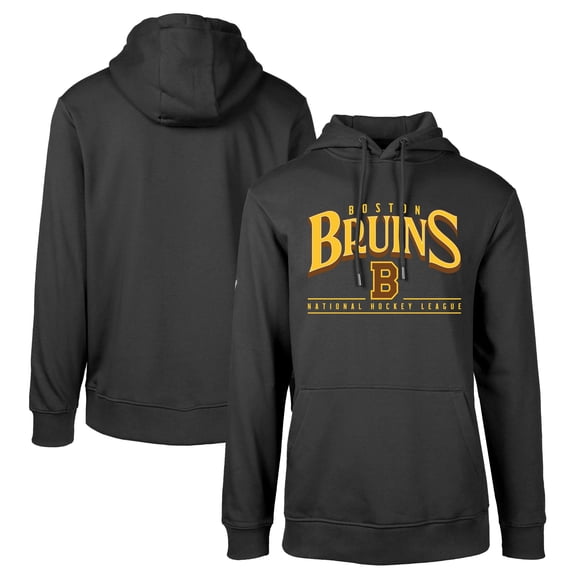 Men's Levelwear Black Boston Bruins Retro Podium Spellout Pullover Hoodie