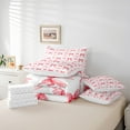 thumbnail image 4 of Cartoon Bowknot 7 Piece Comforter Set Twin Bow Knot Bedding Butterfly Knot Bow Tie Sheet Set Bed in A Bag Watercolor Aesthetic Coquette Room Decor Geometric Red Duvet Insert, 4 of 5