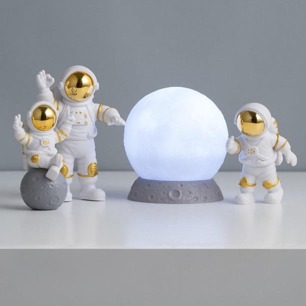 Adorno creativo Colco Estatua de astronauta 4 piezas Dorado Blanco