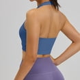 thumbnail image 6 of Stamzod Halter Crop Tank Tops for Women - Open Back Padded Longline Sports Bras Crisscross Yoga Workout Shirts Navy L, 6 of 8