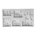 thumbnail image 1 of Molde de silicona gris árbol de Navidad Castillo cabaña pastel estampado Fondant decoración molde, 1 of 5