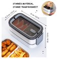 thumbnail image 5 of Bento box, lonchera con tenedor, cuchara, divisor, adecuada para microondas, blanca, 5 of 5