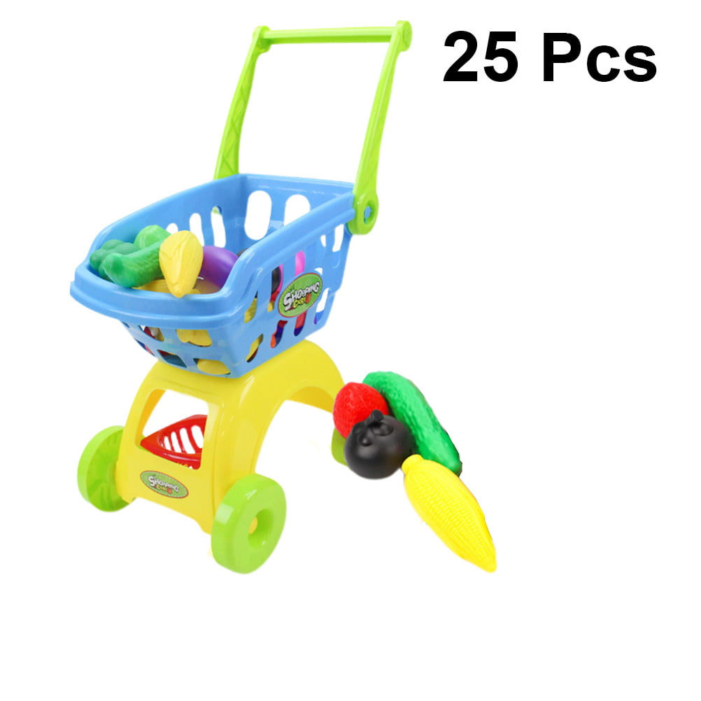 Mini Shopping Cart with Full Grocery Food Toy Playset For Kids Gifts Xmas N Q4V0 