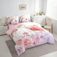 thumbnail image 3 of Castle Fairy Flying Pink Butterfly 7 Pieces Bedding Comforter Set for Children Women Girls,Floral Pink Rose Full Bedding Set Lightweight,Gradient Ombre Fitted Sheet Flat Sheet,Luxury Bedroom Decor, 3 of 8