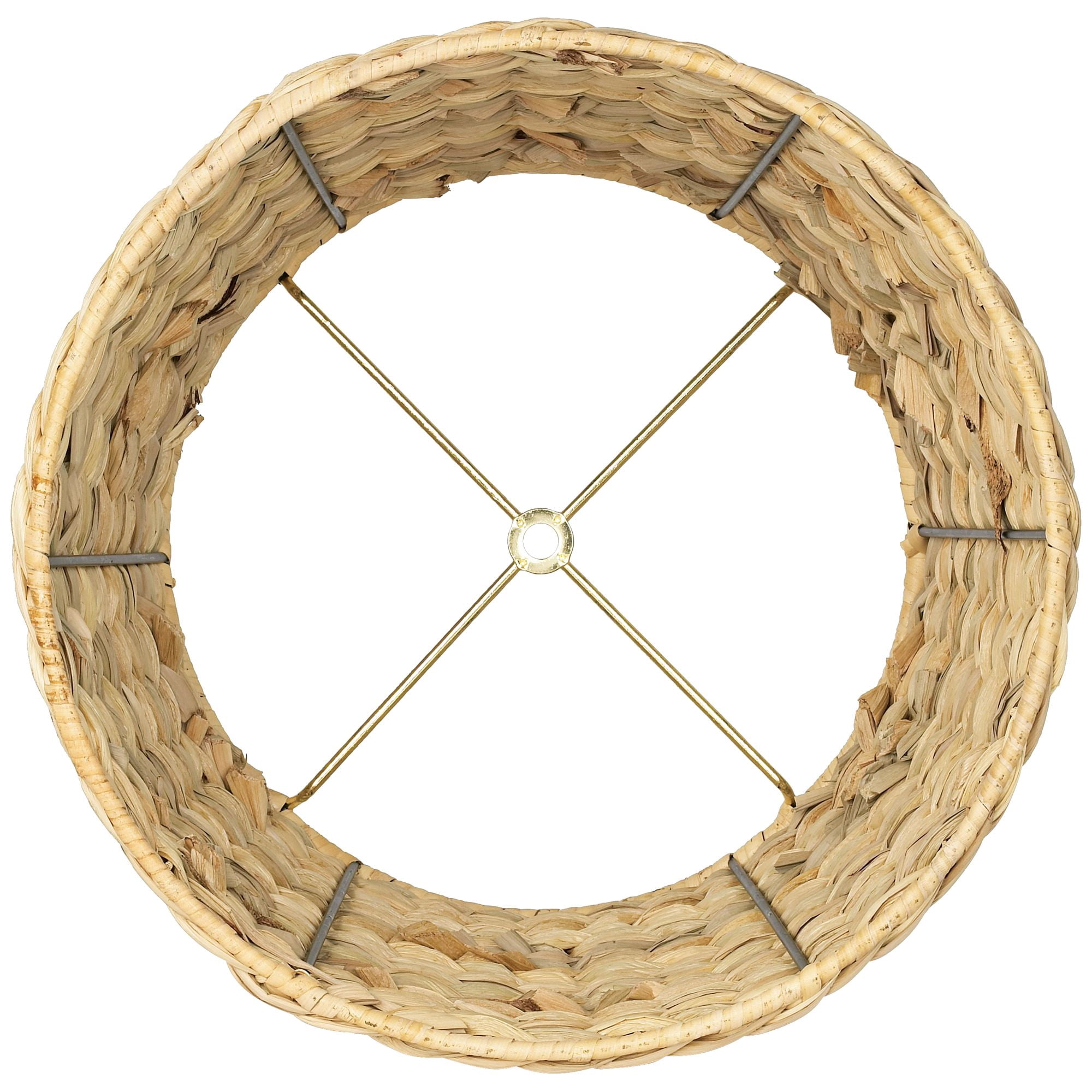 Imperial Shade Set of 2 Drum Lamp Shades Woven Seagrass Small 10" Top x 12" Bottom x 8.25" High Spider Harp and Finial Fitting