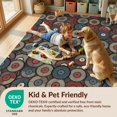 thumbnail image 4 of Design&I 6'x9' Washable Area Rug Vintage Retro Turntable Motif Faded Symmetrical Aesthetic Layout for Living Room, Family Indoor, Oversized Skid-Resistant, 4 of 7