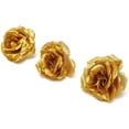 thumbnail image 2 of Flores artificiales de seda, cabezas de rosas, 50 piezas para sombreros, ropa, álbumes, decoración de bodas (dorado), 2 of 5