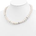 thumbnail image 2 of Sterling Silver Rhodium-plated 9-10mm White Near-Round Freshwater Cultured Pearl and CZ 18 inch Necklace QH5547, 2 of 2