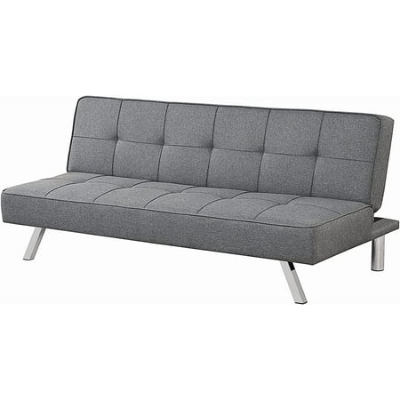 Modern 3 Seat Long Sofa, Contemporary Adjustable Linen Sofa Bed Couch, Comfortable Convertible Sofa Bed Futon Sleeper for Living Room, Dormitory, Home, Office, Gray