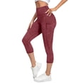 thumbnail image 3 of Breezora Women's High Waisted Seamless Yoga Capri Pants - Breathable Cationic Fabric with Pockets, Workout and Running Tights, 3 of 5