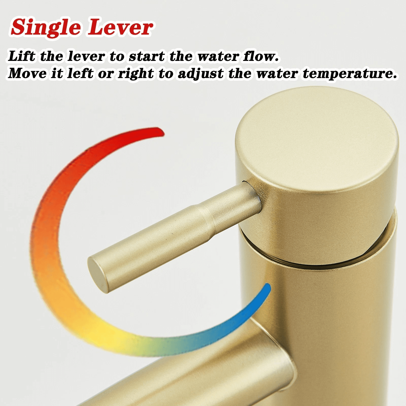 Zovajonia Brushed Gold Bathroom Faucet Single Handle 1 or 3 Holes Basin faucet with Pop Up Sink Drain Assembly and Water Faucet Supply Lines