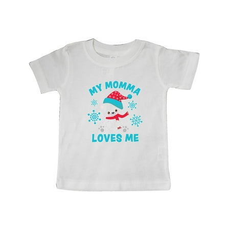 

Inktastic Polar Bear My Momma Loves Me in Santa Hat with Snowflakes Gift Baby Boy or Baby Girl T-Shirt