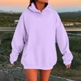 thumbnail image 4 of Drop Shoulder Hoodie Long Sleeve Solid Plain Hoodie Hooded Sweatshirt with Pockets Pullover Hoodies for Women, 4 of 6