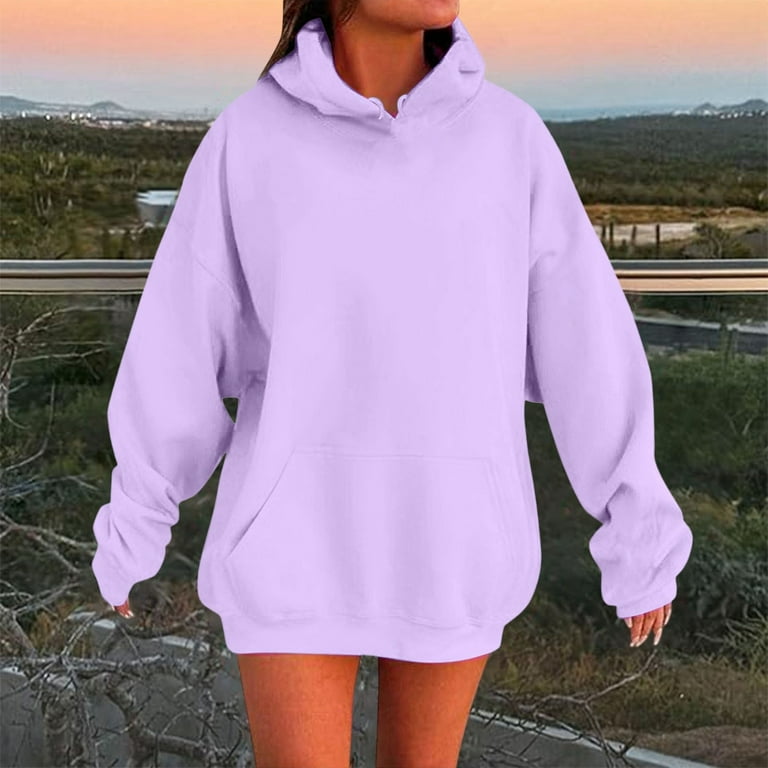 Tuopuda Oversized Hoody Oversized Hooded Sweatshirt with Pockets Women and Men, Grey, One Size