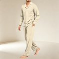 thumbnail image 4 of Delconic Mens Pajama Set Long Sleeve Button Front Sleepwear Set Loose Fit Top and Full Length Pants Loungewear Nightwear Khaki 2XL, 4 of 6