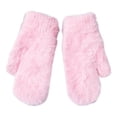 thumbnail image 1 of 1 Pair Women Gloves Solid Color Faux Rabbit Fur Autumn Winter Windproof Knitting Gloves Christmas Gift, 1 of 10