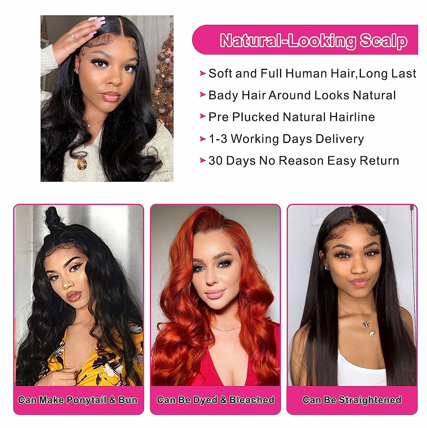 Lace Front Wig Human Hair Body Wave 5x5 Transparent Hd Lace Closure Wigs For Women 180 Density Pre Plucked Natural Black Color 18 inch