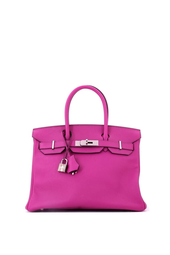 Pre-Owned Birkin Handbag Rose Pourpre Epsom with Palladium Hardware 30 By Rebag