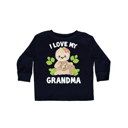 

Inktastic Cute Sloth I Love My Grandma with Leaves Gift Toddler Boy or Toddler Girl Long Sleeve T-Shirt
