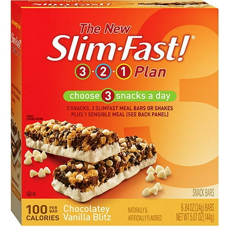 Slim-Fast Chocolatey Vanilla Blitz Snack Bar, 6ct