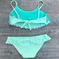 thumbnail image 4 of uublik Girls Swimsuit With Shorts Ruffles Hollow Summer Swimwear Swimsuit Bikini Set Outfits Green, Sizes 7-14, 4 of 5