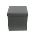 thumbnail image 4 of Evideco French Home Goods Folding Storage Ottoman, Faux Leather, Cube, Gray, 14 Inch, 4 of 7