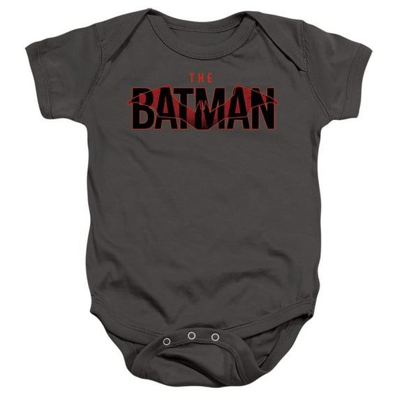 The Batman Logo With Red Bat Unisex Infant Snap Suit for Baby (12 Months) Charcoal