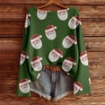 thumbnail image 5 of Hauts, T-Shirts et Blouses pour Femmes, Imprimé de Noël, Col Rond, Manches Longues, Grande Taille, Vert, TG, 5 of 5