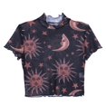 thumbnail image 5 of Women Summer See Through Tee Club Short Sleeves Crop Tops Print T-Shirt, 5 of 5