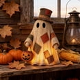 thumbnail image 4 of PLLFRLRT Patchwork Ghost Lamp with Pumpkin Halloween Decorations Indoor Living Room Tabletop Decors Rustic Fall Figurines, 4 of 4