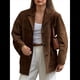 thumbnail image 1 of Chaqueta de Gamuza Y2k, Abrigo de Piel Sintética Marrón, Moda Femenina de Otoño, Abrigo de Gran Tamaño con Bolsillos Antiguos. Café L, 1 of 10
