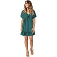 thumbnail image 5 of Pntutb Women's Dress Dot Print Drees Knee-Length Short Sleeve Draped Dress Green XXL, 5 of 6