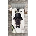 thumbnail image 3 of Ambesonne Pug Quilted Bedspread Set 2 Pcs, Celebration Dog Toasting, Twin Size, Black White Emerald, 3 of 3