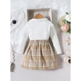 thumbnail image 4 of Bagilaanoe 2Pcs Little Girls Fall Clothing Sets Skirt Set Long Sleeve Tops + Plaid Skirts 18M 24M 3T 4T 5T 6T Kids Casual Outfits, 4 of 9