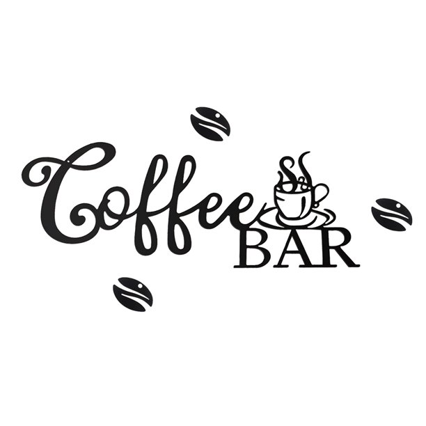 MWstore Metal Coffee Bar Sign Rustic Wrought Iron Coffee Bar Hanging