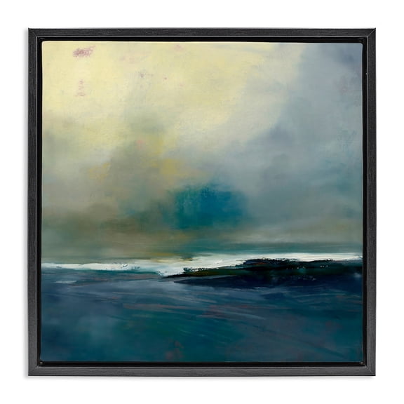 Stupell Industries Contemporary Channeling Calm Horizon Black Floating Frame Canvas Art, 18 x 18, by Patrick Dennis