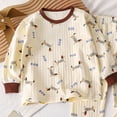 thumbnail image 5 of NIEWTR Baby Kids Winter Set 2PCs Long Sleeve Crewneck Tee + Elastic Pants Breathable Pajamas Gift Set for 0 3 6 9 12 18 Months Toddler Outfit Set(A-Brown,7-8 Years), 5 of 5