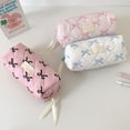 thumbnail image 5 of Multifunctional Coquette Bow Pencil Case - Cute Quilted Pen & Cosmetic Bag for Women, 5 of 7