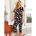 thumbnail image 4 of HAHDAXIA Womens Pajama Set Cotton Capri Pant Pyjama Short Sleeve Sleepwear Summer Pjs, 4 of 6