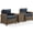 Navy and Brown, variant on Pemberly Row 3 Piece Metal Patio Conversation Set in Brown/Navy