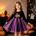 thumbnail image 2 of Girls Long Sleeve Pumpkin Embroidered Tutu Tulle Dresses Cosplay Costume Halloween Costumes for Girls Size 2-7 Years, 2 of 9