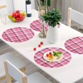 thumbnail image 2 of Pink Buffalo Plaid Round Placemat Set of 6, Non-Slip Heat Resistant & Waterproof Plate Pads for Dinner Table Table Placemats, 15.4 in Home Decor, 2 of 6