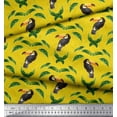 thumbnail image 3 of Soimoi Yellow Cotton Cambric Fabric Toucan & Leaf Bird Printed Craft Fabric by the Yard 42 Inch Wide, 3 of 3