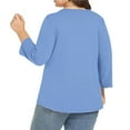 thumbnail image 5 of Jalioing Plus Size V Neck Casual Shirts for Women 3/4 Length Sleeve Basic Plain T Shirt Oversized Summer Tops, 5 of 8